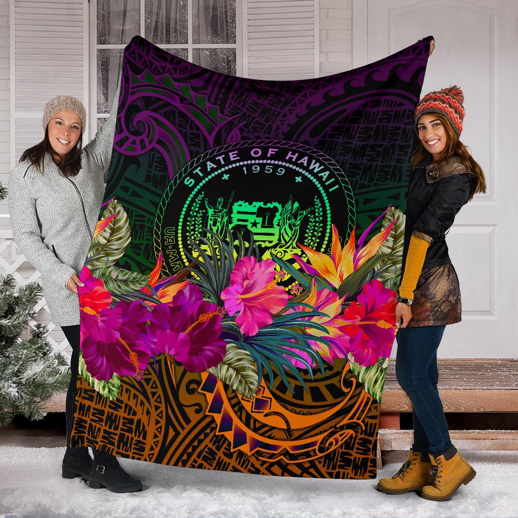 Polynesian Hawaii Premium Blanket - Summer Hibiscus - Polynesian Pride