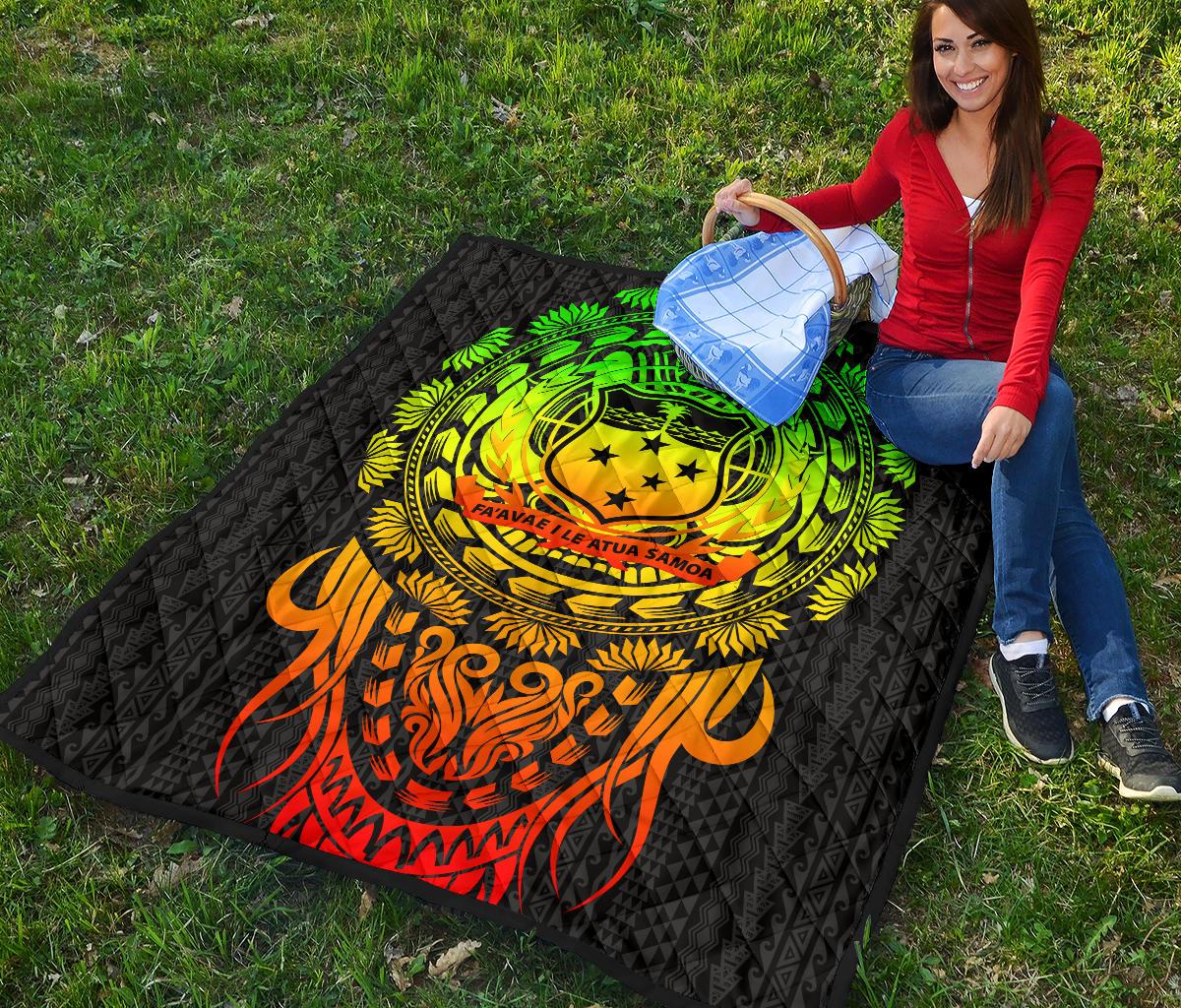 Samoa Polynesian Premium Quilt - Tattoo Pattern With Seal - Polynesian Pride