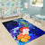 Cook Islands Custom Personalised Area Rug - Humpback Whale with Tropical Flowers (Blue) - Polynesian Pride