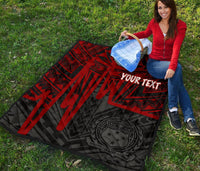Samoa Personalised Premium Quilt - Samoa Coat Of Arms With Polynesian Patterns In Heartbeat Style (Red) - Polynesian Pride