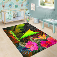 Tokelau Polynesian Area Rug - Hibiscus and Banana Leaves - Polynesian Pride