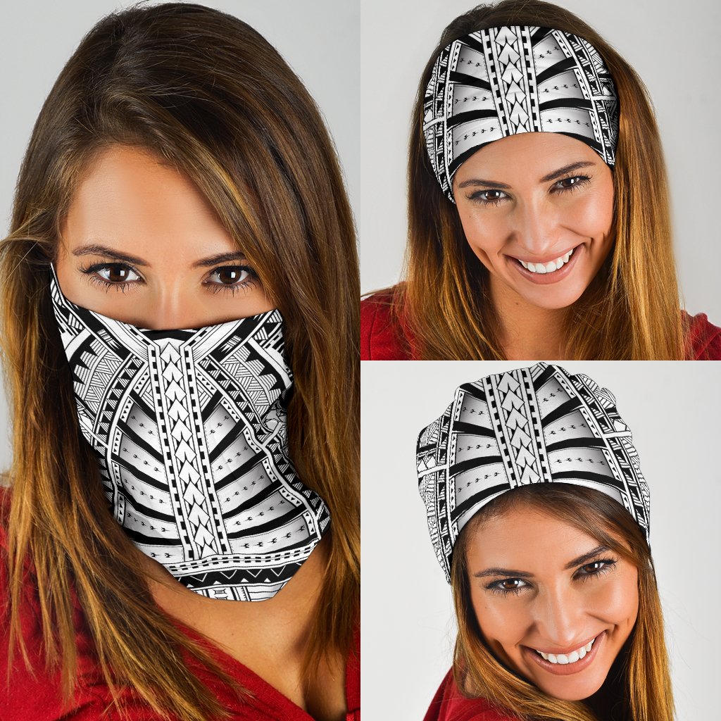 Polynesian Hard Tatau White Unisex Bandana - Polynesian Pride