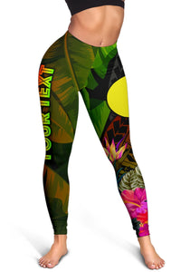 Palau Polynesian Personalised Women's Leggings - Hibiscus and Banana Leaves - Polynesian Pride