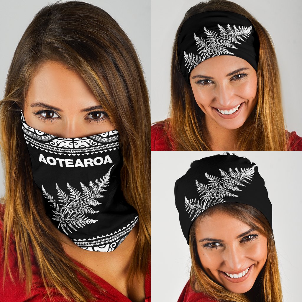 Aotearoa Maori Silver Fern Bandana K4x White - Polynesian Pride