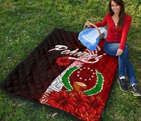 Pohnpei Micronesia Premium Quilt - Coat Of Arm With Hibiscus - Polynesian Pride