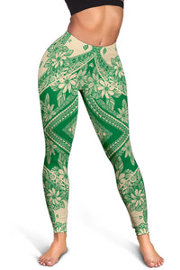 Polynesian Plumeria Mix Green Hawaii Women's Leggings AH - Polynesian Pride