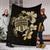 Hawaiian Kanaka Hibiscus Plumeria Mix Polynesian Turtle Premium Blanket Gold AH - Polynesian Pride