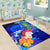 Polynesian Hawaii Custom Personalised Area Rug - Humpback Whale with Tropical Flowers (Blue) - Polynesian Pride