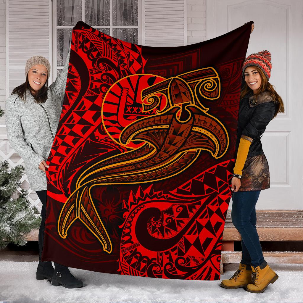 Tahiti Premium Blanket - Red Shark Polynesian Tattoo - Polynesian Pride