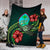 Guam Polynesian Premium Blanket - Green Turtle Hibiscus - Polynesian Pride