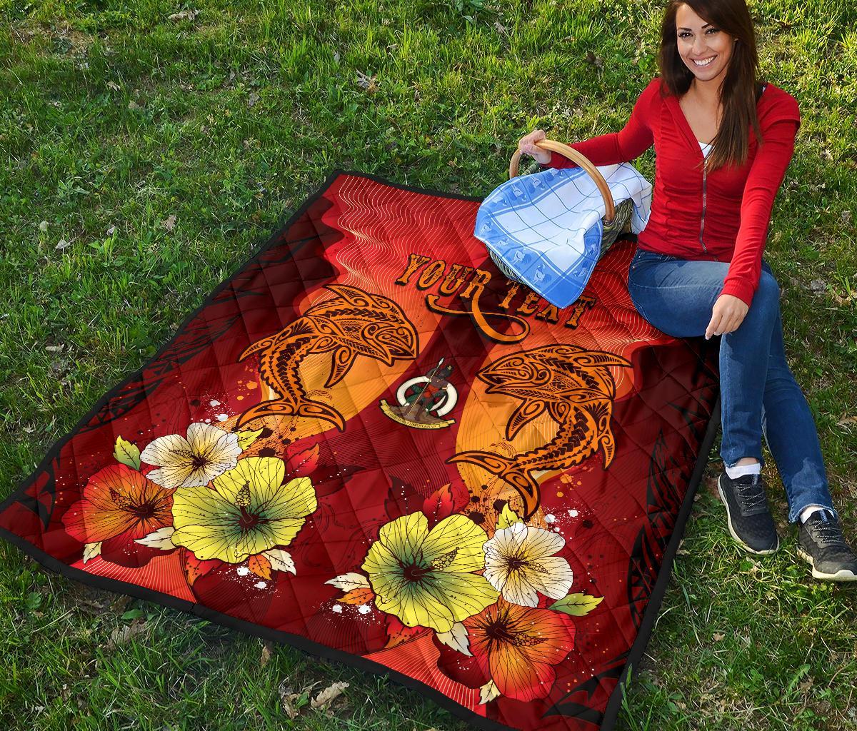 Vanuatu Personalised Premium Quilt - Tribal Tuna Fish - Polynesian Pride