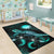 Nauru Polynesian Area Rugs - Turtle With Blooming Hibiscus Turquoise - Polynesian Pride