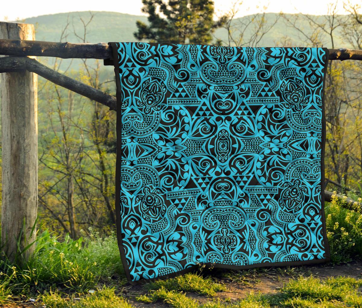 Polynesian Premium Quilt Grown Blue White - Polynesian Pride