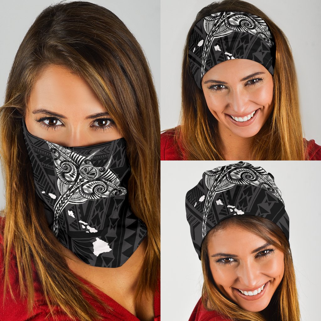 Hawaii Manta Ray Map Polynesian Bandana 3 - Pack One Size Black - Polynesian Pride