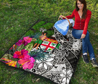 Fiji Premium Quilt - Turtle Plumeria Banana Leaf Crest - Polynesian Pride