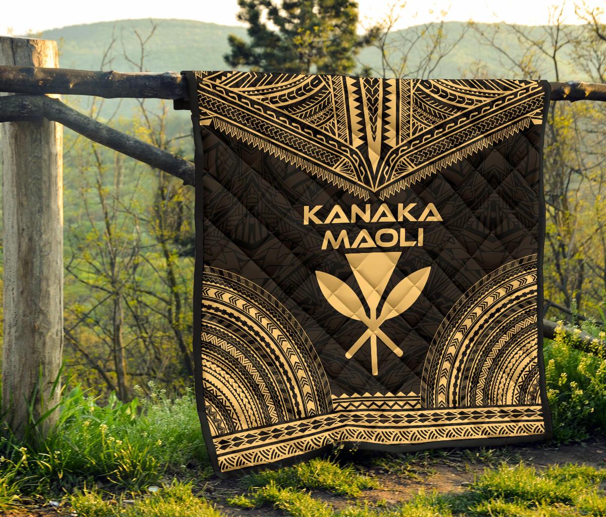 Hawaii Premium Quilt - Kanaka Maoli Polynesian Chief Gold Version - Polynesian Pride