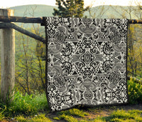 Polynesian Tribal Premium Quilt Black White - Polynesian Pride