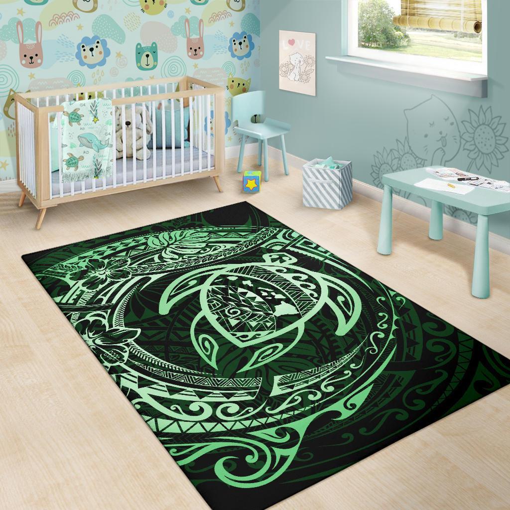 Hawaiian Map Turtle Polynesian Circle Rug AH - Polynesian Pride