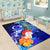 Vanuatu Custom Personalised Area Rug - Humpback Whale with Tropical Flowers (Blue) - Polynesian Pride