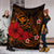 Polynesian Hawaii Kanaka Maoli Premium Blanket - Humpback Whale with Hibiscus (Golden) - Polynesian Pride