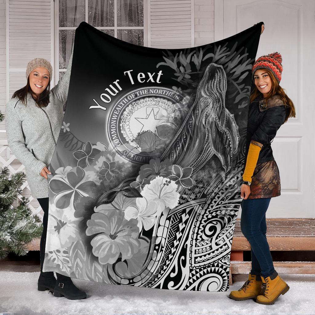 CNMI Custom Personalised Premium Blanket - Humpback Whale with Tropical Flowers (White) - Polynesian Pride