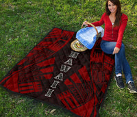 Hawaii Premium Quilt - Hawaii Seal Polynesian Red Tattoo - Polynesian Pride