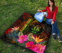Niue Polynesian Personalised Premium Quilt - Hibiscus and Banana Leaves - Polynesian Pride