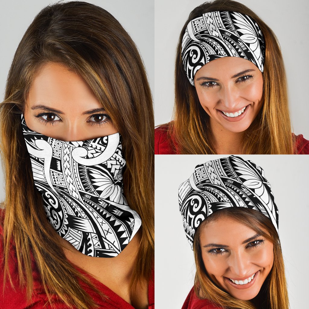 Polynesian Curly Tatau White Unisex Bandana - Polynesian Pride