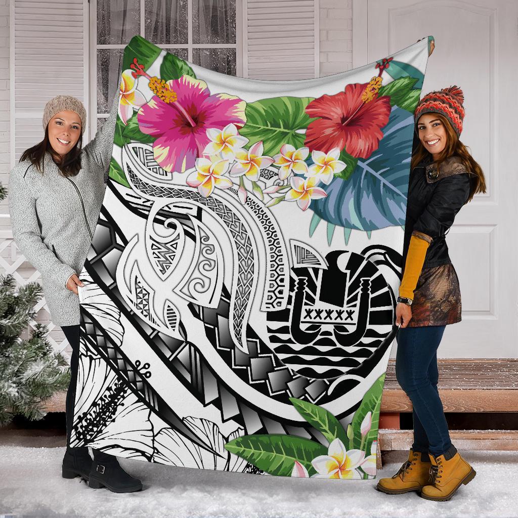 FSM Polynesian Premium Blanket - Summer Plumeria (White) - Polynesian Pride