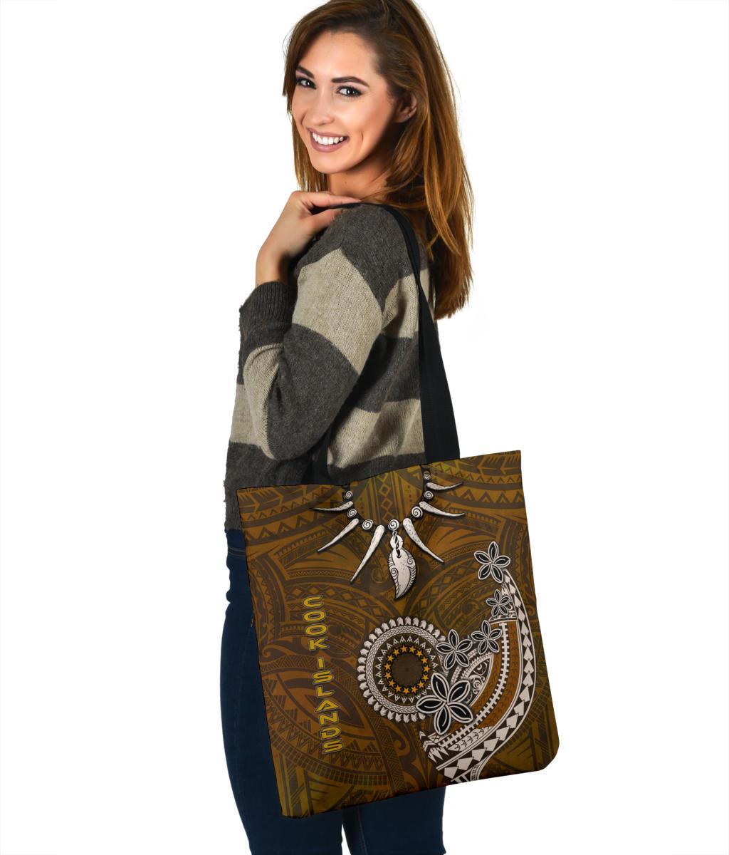 Cook Islands Tote Bags - Polynesian Boar Tusk Tote Bag One Size Brown - Polynesian Pride