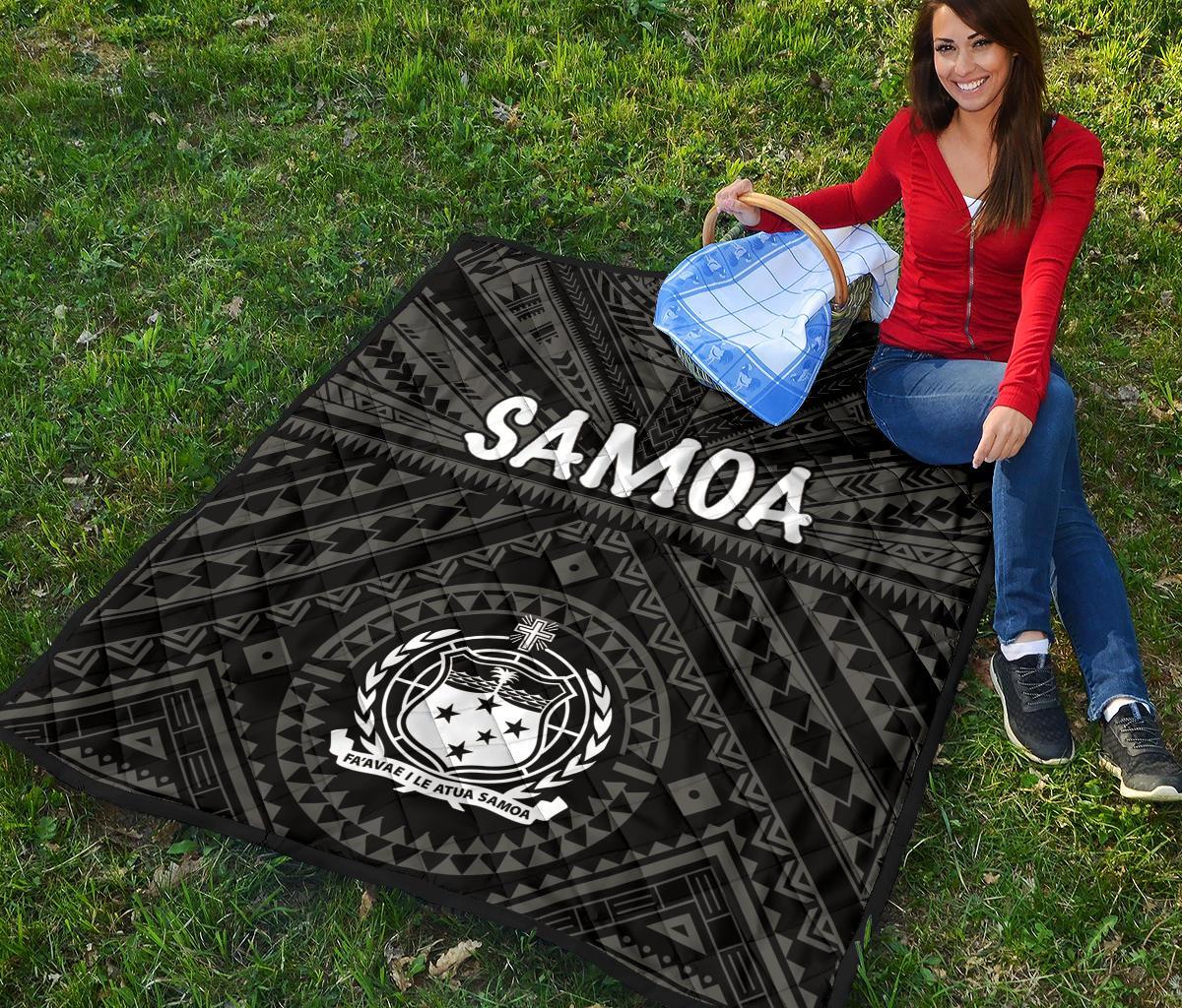 Samoa Premium Quilt - Samoa Seal In Polynesian Tattoo Style - Polynesian Pride