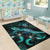 Niue Polynesian Area Rugs - Turtle With Blooming Hibiscus Turquoise - Polynesian Pride