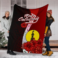 New Caledonia Polynesian Premium Blanket - Coat Of Arm With Hibiscus - Polynesian Pride