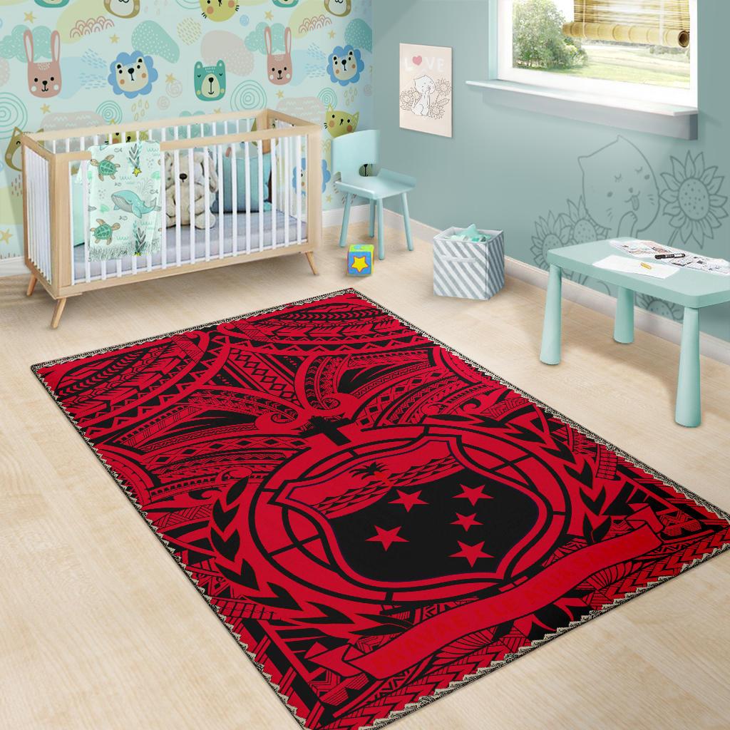 Samoa Area Rug, Samoa Coat Of Arm - Polynesian Tattoo (Red) - Polynesian Pride