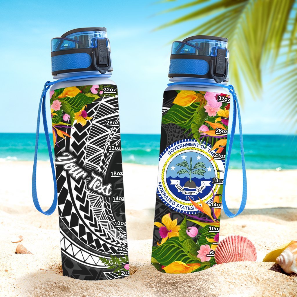 Federated States of Micronesia Custom Personalised Hydro Tracking Bottle - Seal Spiral Polynesian Patterns - Polynesian Pride