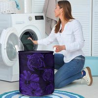 Hibiscus Turtles Hawaii Laundry Basket Purple AH - Polynesian Pride