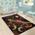 Yap Polynesian Area Rugs - Turtle With Blooming Hibiscus Gold - Polynesian Pride