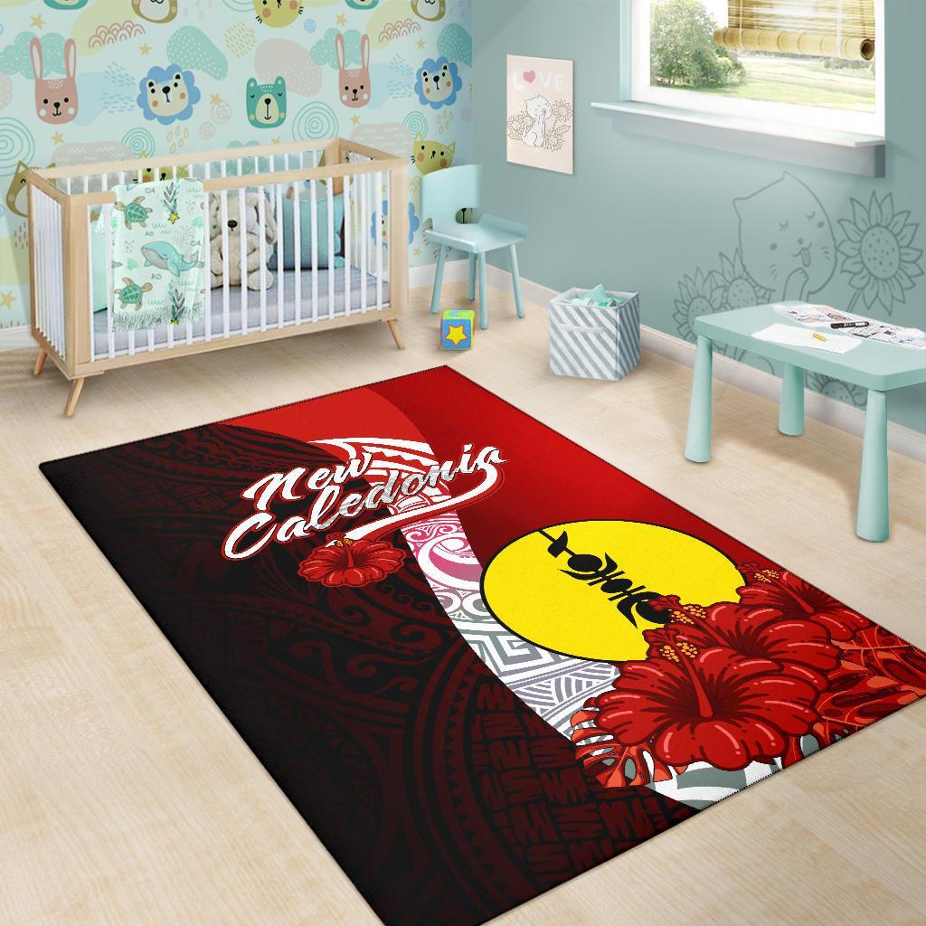 New Caledonia Polynesian Area Rug - Coat Of Arm With Hibiscus - Polynesian Pride