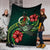 Vanuatu Polynesian Premium Blanket - Green Turtle Hibiscus - Polynesian Pride