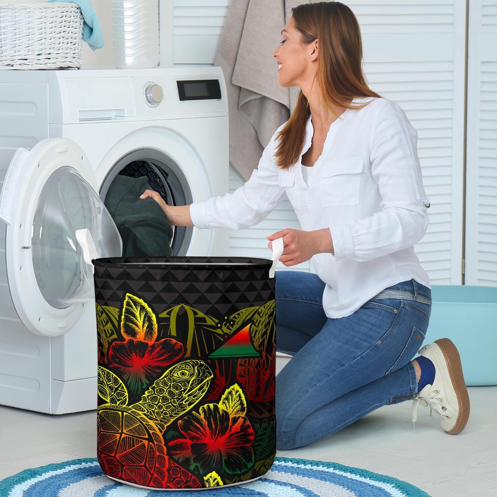 Tokelau Laundry Basket - Polynesian Turtle Hibiscus Reggae - Polynesian Pride