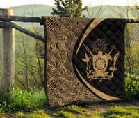 Cook Islands Coat Of Arms Polynesian Premium Quilt - Circle Style - 02 - Polynesian Pride