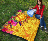 Polynesian Quilts - Vanuatu Symbols With Hibiscus - Polynesian Pride