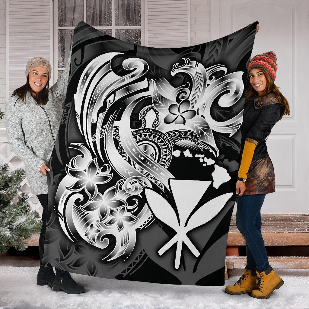 Polynesian Hawaii All Over Premium Blanket - Kanaka Maoli White Turtle - Polynesian Pride