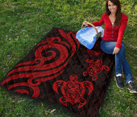 Marshall Islands Premium Quilt - Red Tentacle Turtle Crest - Polynesian Pride
