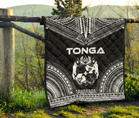 Tonga Premium Quilt - Tonga Coat Of Arms Polynesian Chief Black Version - Polynesian Pride