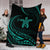 Hawaii Turtle Hibicus Premium Blanket - Frida Style - Turquoise - Polynesian Pride