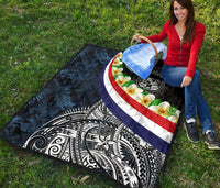 Polynesian Hawaii Premium Quilt - Hawaii Seal With Plumeria Style - Polynesian Pride