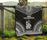 New Caledonia Premium Quilt - New Caledonia Coat Of Arms Polynesian Chief Black Version - Polynesian Pride