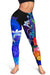 Polynesian Hawaii Women's Leggings - Humpback Whale with Tropical Flowers (Blue) - Polynesian Pride