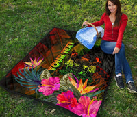 Fiji Polynesian Personalised Premium Quilt - Hibiscus and Banana Leaves - Polynesian Pride